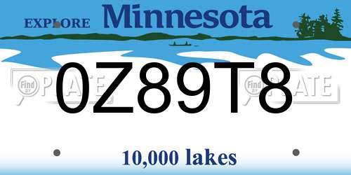 0Z89T8 Minnesota License Plate