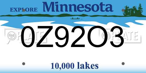 0Z92O3 Minnesota License Plate
