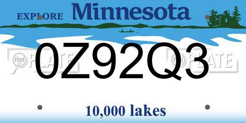 0Z92Q3 Minnesota License Plate