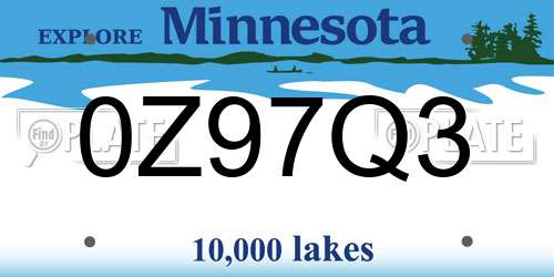 0Z97Q3 Minnesota License Plate