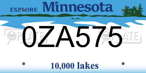 0ZA575 Minnesota License Plate
