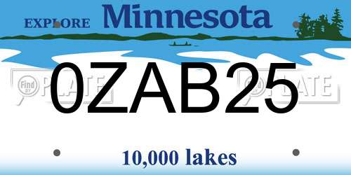 0ZAB25 Minnesota License Plate