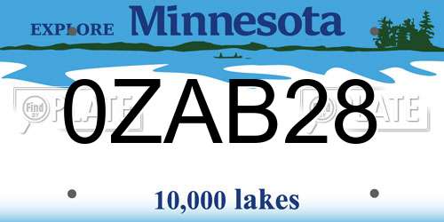 0ZAB28 Minnesota License Plate