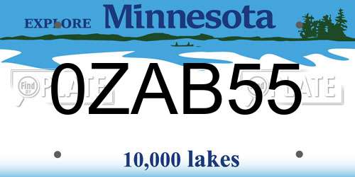 0ZAB55 Minnesota License Plate