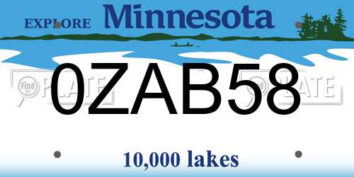0ZAB58 Minnesota License Plate