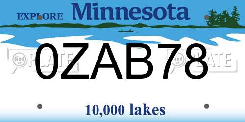 0ZAB78 Minnesota License Plate