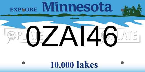 0ZAI46 Minnesota License Plate