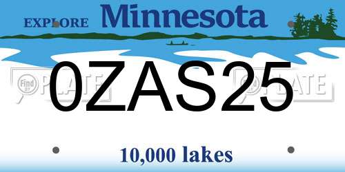 0ZAS25 Minnesota License Plate