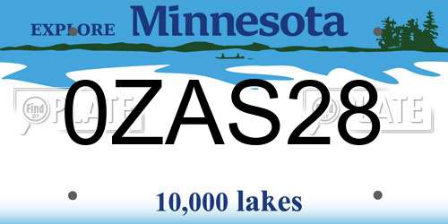 0ZAS28 Minnesota License Plate