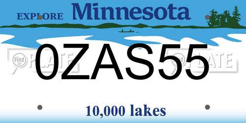 0ZAS55 Minnesota License Plate