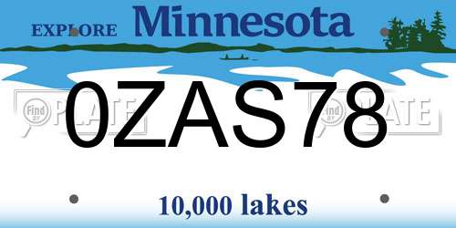 0ZAS78 Minnesota License Plate