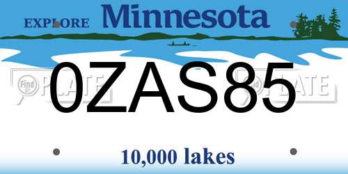 0ZAS85 Minnesota License Plate