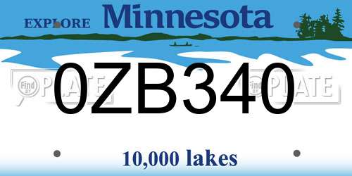0ZB340 Minnesota License Plate