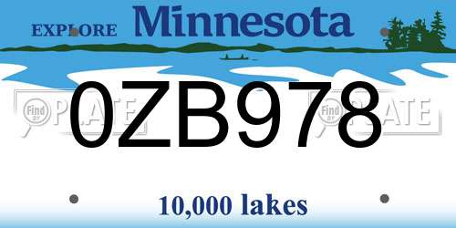 0ZB978 Minnesota License Plate