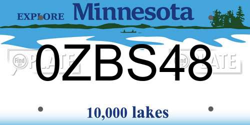 0ZBS48 Minnesota License Plate