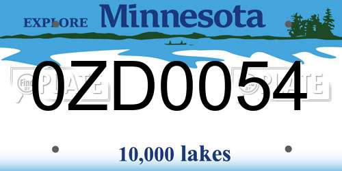 0ZD0054 Minnesota License Plate