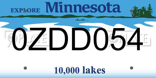 0ZDD054 Minnesota License Plate