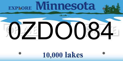 0ZDO084 Minnesota License Plate