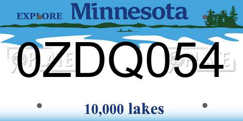 0ZDQ054 Minnesota License Plate