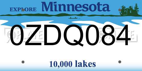 0ZDQ084 Minnesota License Plate