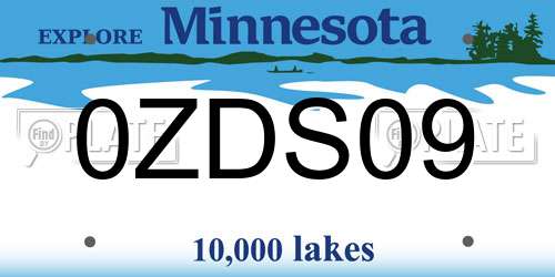 0ZDS09 Minnesota License Plate