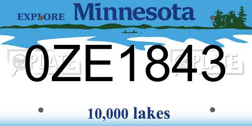0ZE1843 Minnesota License Plate