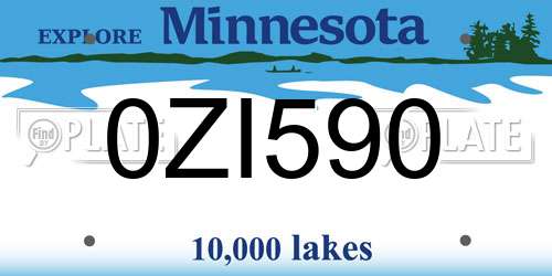 0ZI590 Minnesota License Plate