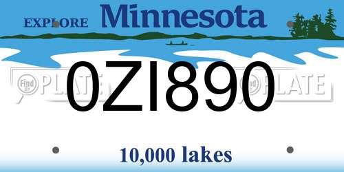 0ZI890 Minnesota License Plate