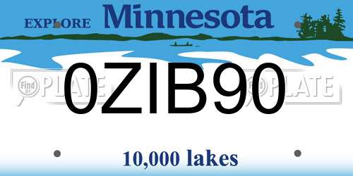 0ZIB90 Minnesota License Plate