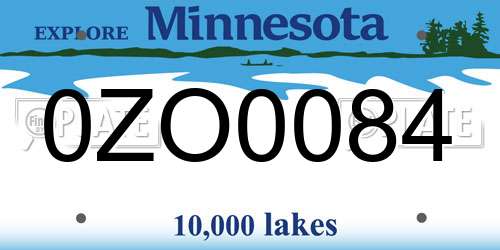 0ZO0084 Minnesota License Plate