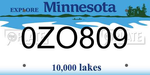 0ZO809 Minnesota License Plate