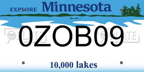 0ZOB09 Minnesota License Plate