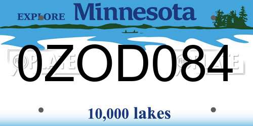 0ZOD084 Minnesota License Plate