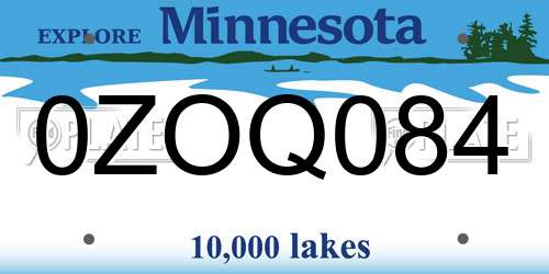 0ZOQ084 Minnesota License Plate