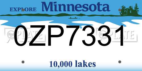 0ZP7331 Minnesota License Plate