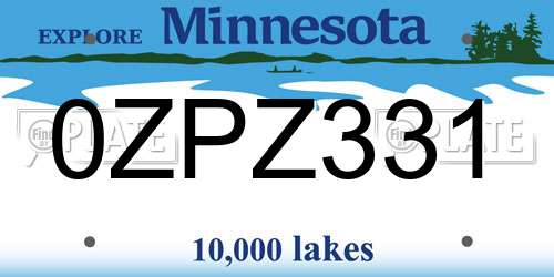 0ZPZ331 Minnesota License Plate