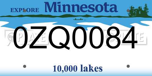0ZQ0084 Minnesota License Plate