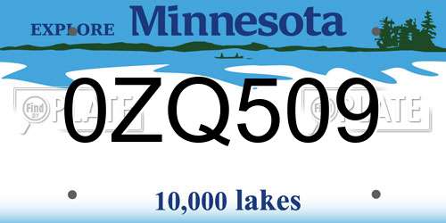 0ZQ509 Minnesota License Plate