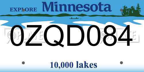 0ZQD084 Minnesota License Plate
