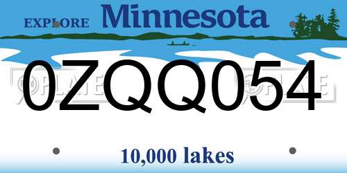 0ZQQ054 Minnesota License Plate