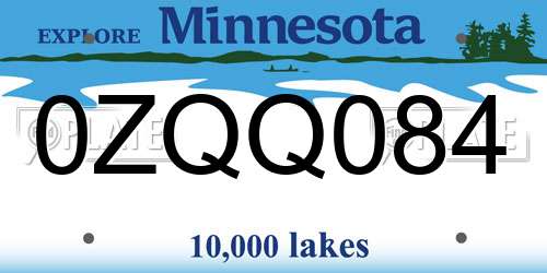 0ZQQ084 Minnesota License Plate