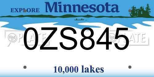 0ZS845 Minnesota License Plate