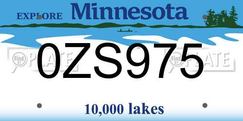 0ZS975 Minnesota License Plate