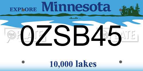 0ZSB45 Minnesota License Plate