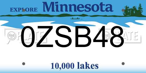 0ZSB48 Minnesota License Plate