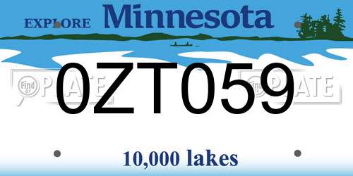 0ZT059 Minnesota License Plate