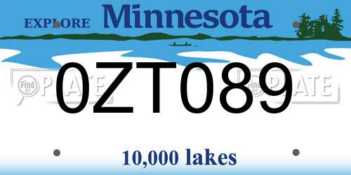 0ZT089 Minnesota License Plate