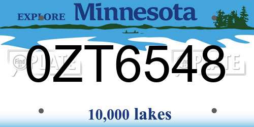 0ZT6548 Minnesota License Plate