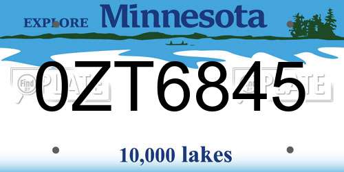 0ZT6845 Minnesota License Plate