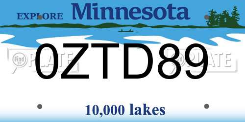0ZTD89 Minnesota License Plate